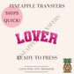 LOVER Glitter | Valentine's Day DTF transfer - DTF print