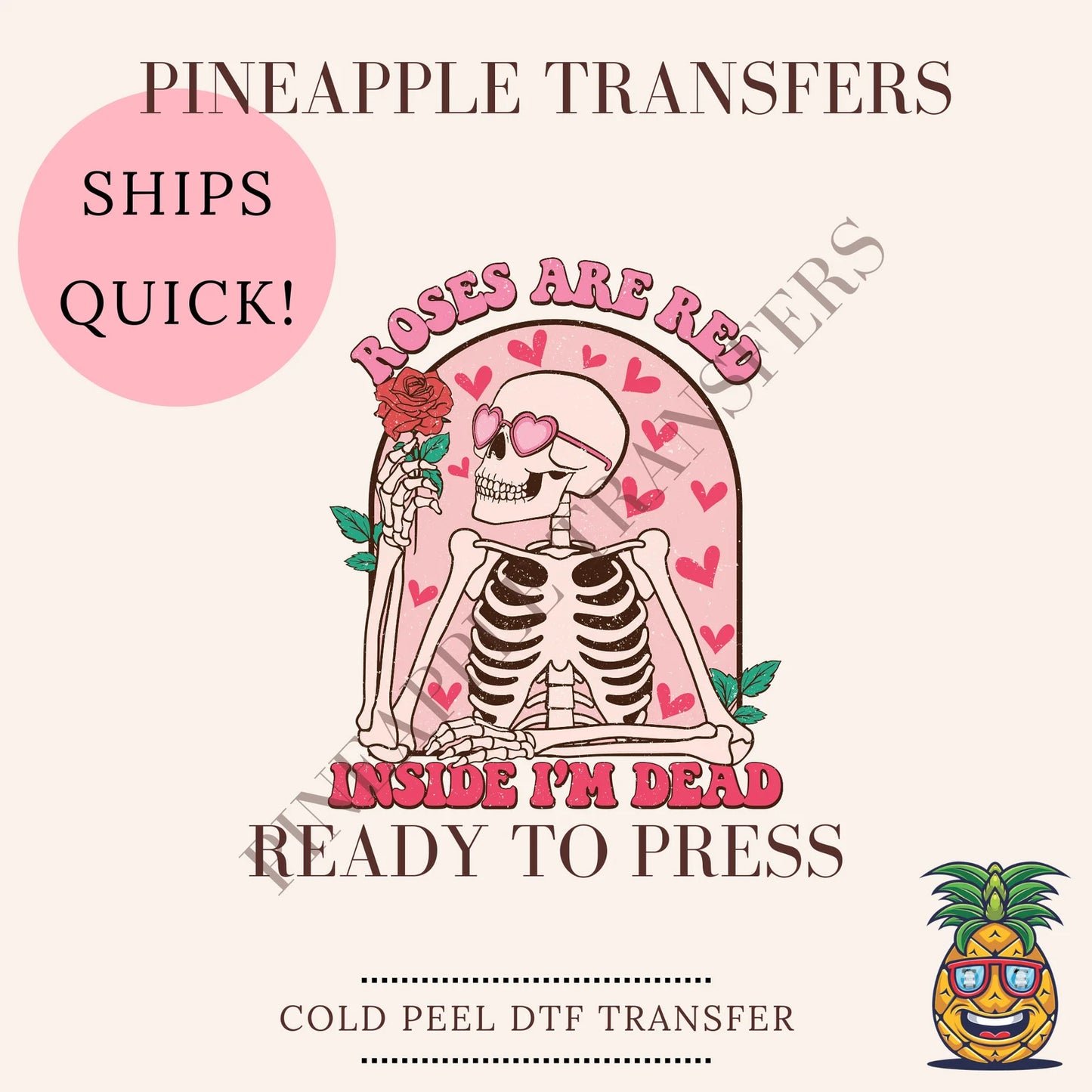 Roses are red inside I'm dead| Valentine's Day DTF transfer - DTF print 10x10